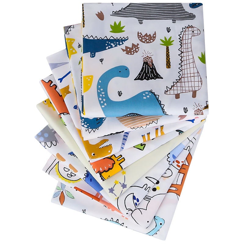 Cute Dinosaur Patchwork Fabrics - 8Pcs