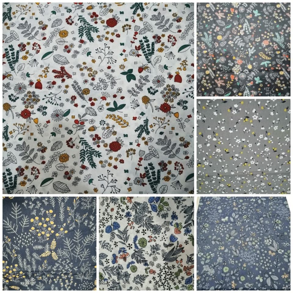 Vintage Cotton Patchwork Fabrics - 6Pcs