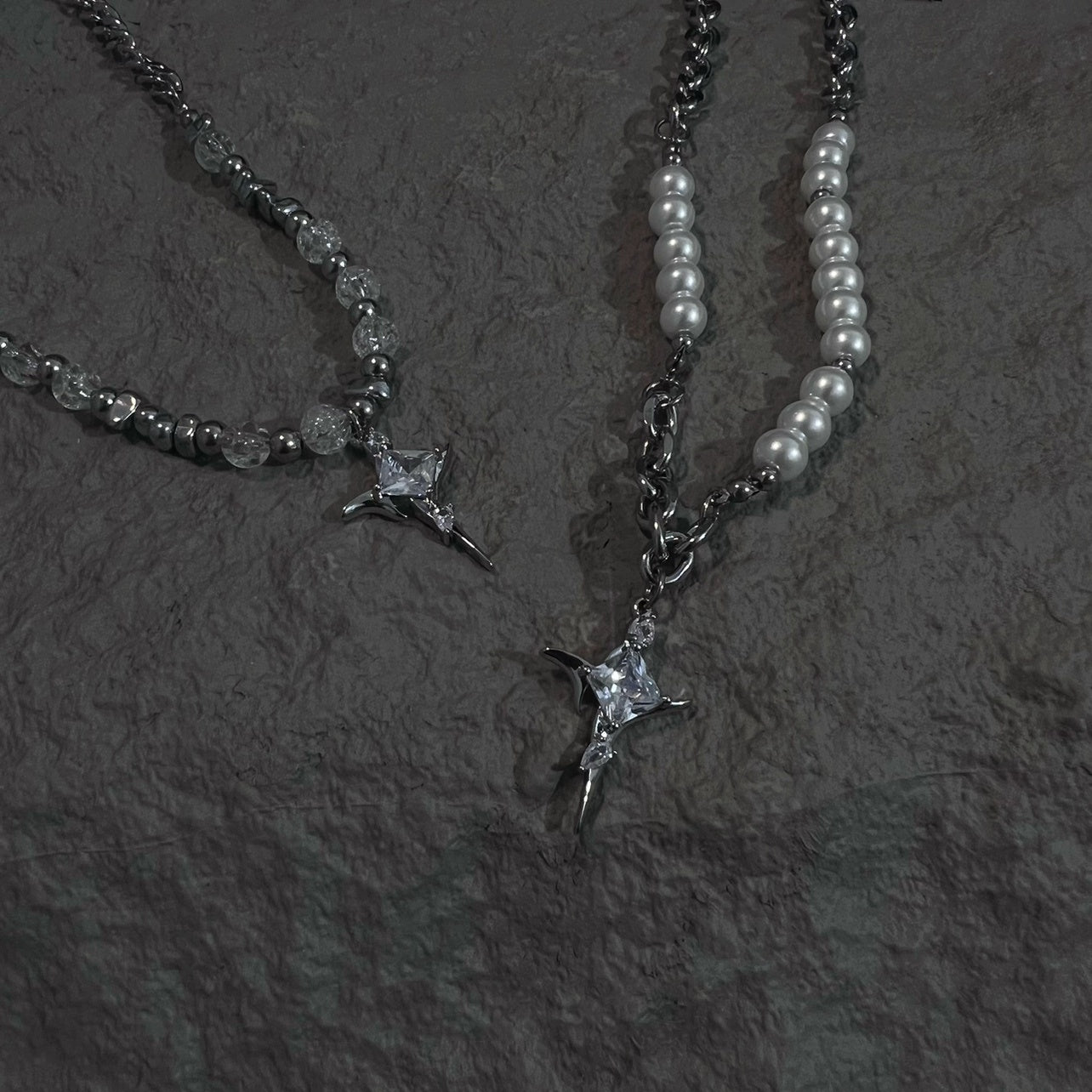 Star Dart X Ice Cracked Pearl Necklace