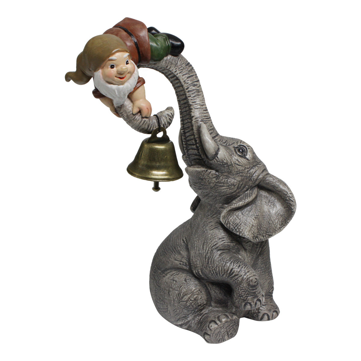 Dwarf Gnomes Elephant Bell Resin Statues