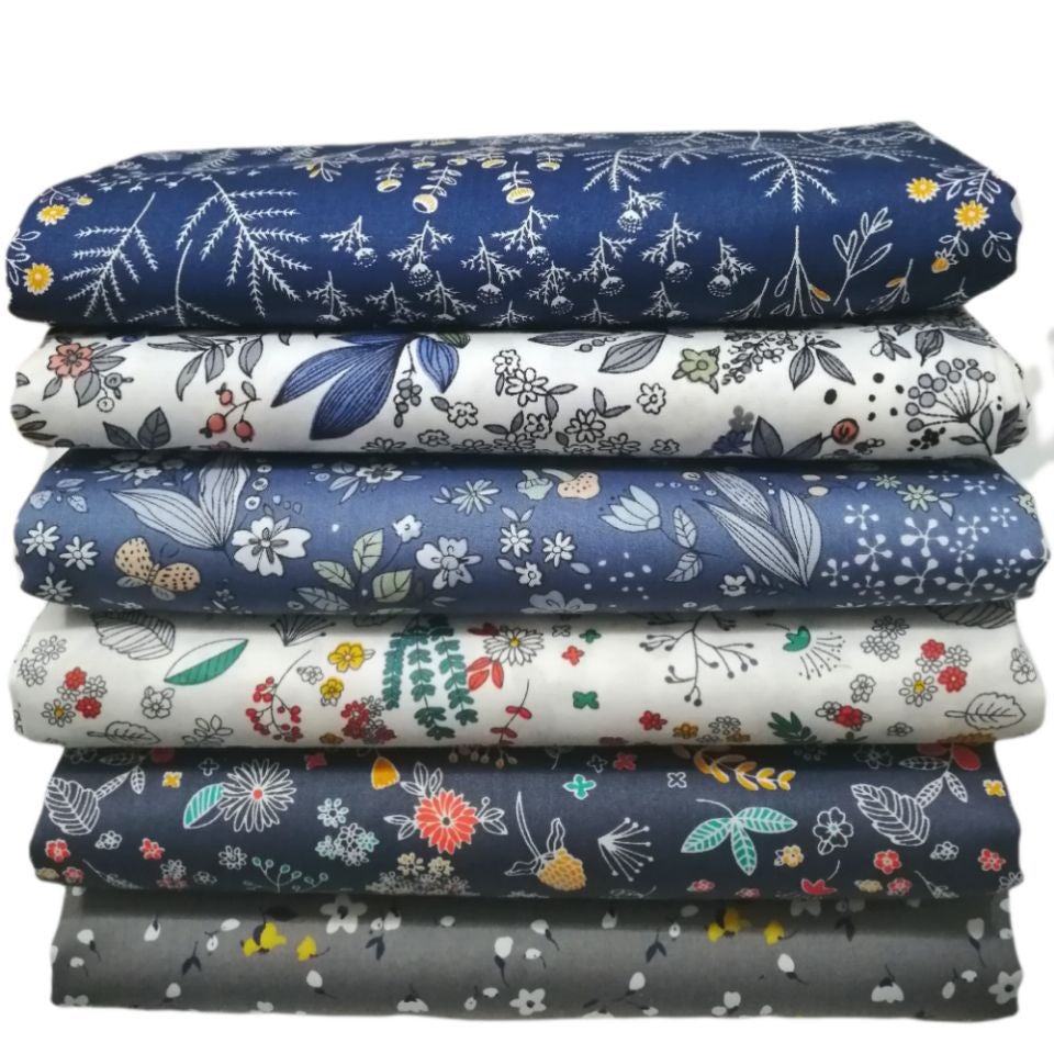 Vintage Cotton Patchwork Fabrics - 6Pcs