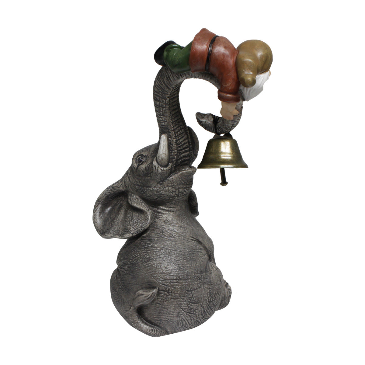 Dwarf Gnomes Elephant Bell Resin Statues
