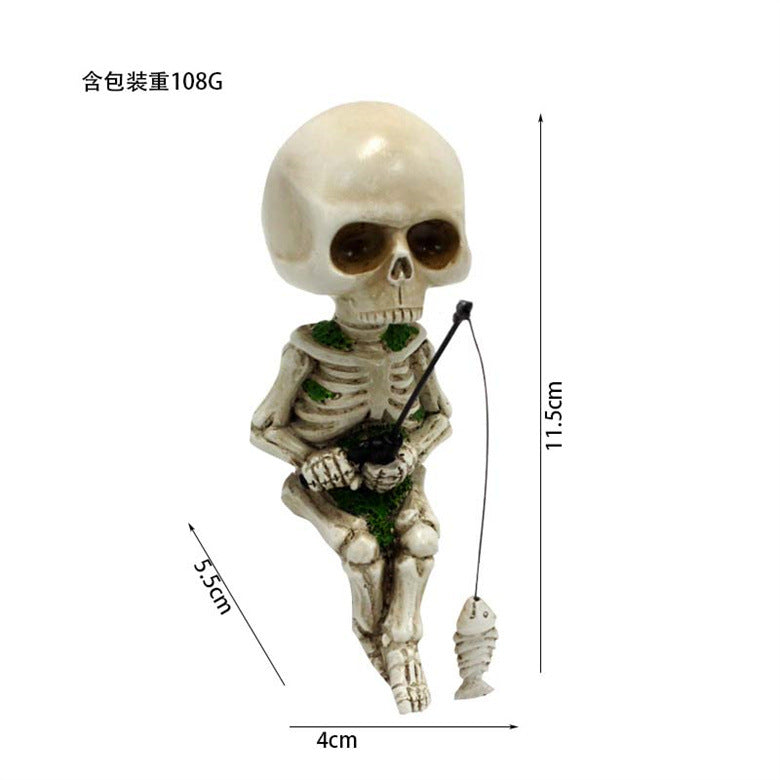 DISTINCTIVE STYLE Fishing Skeleton Statue