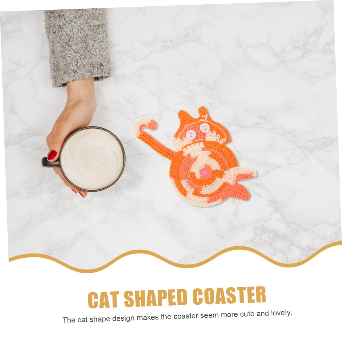 Handmade Cat Knitted Coaster Mat