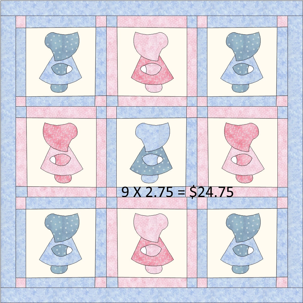 Sunbonnet Sue Quilt Template(4 pcs)