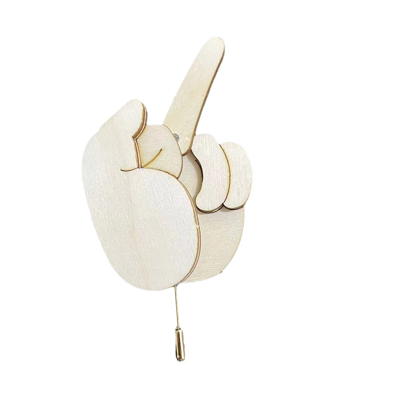 Middle Finger Wooden Pin