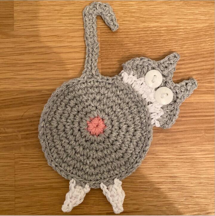 Handmade Cat Knitted Coaster Mat