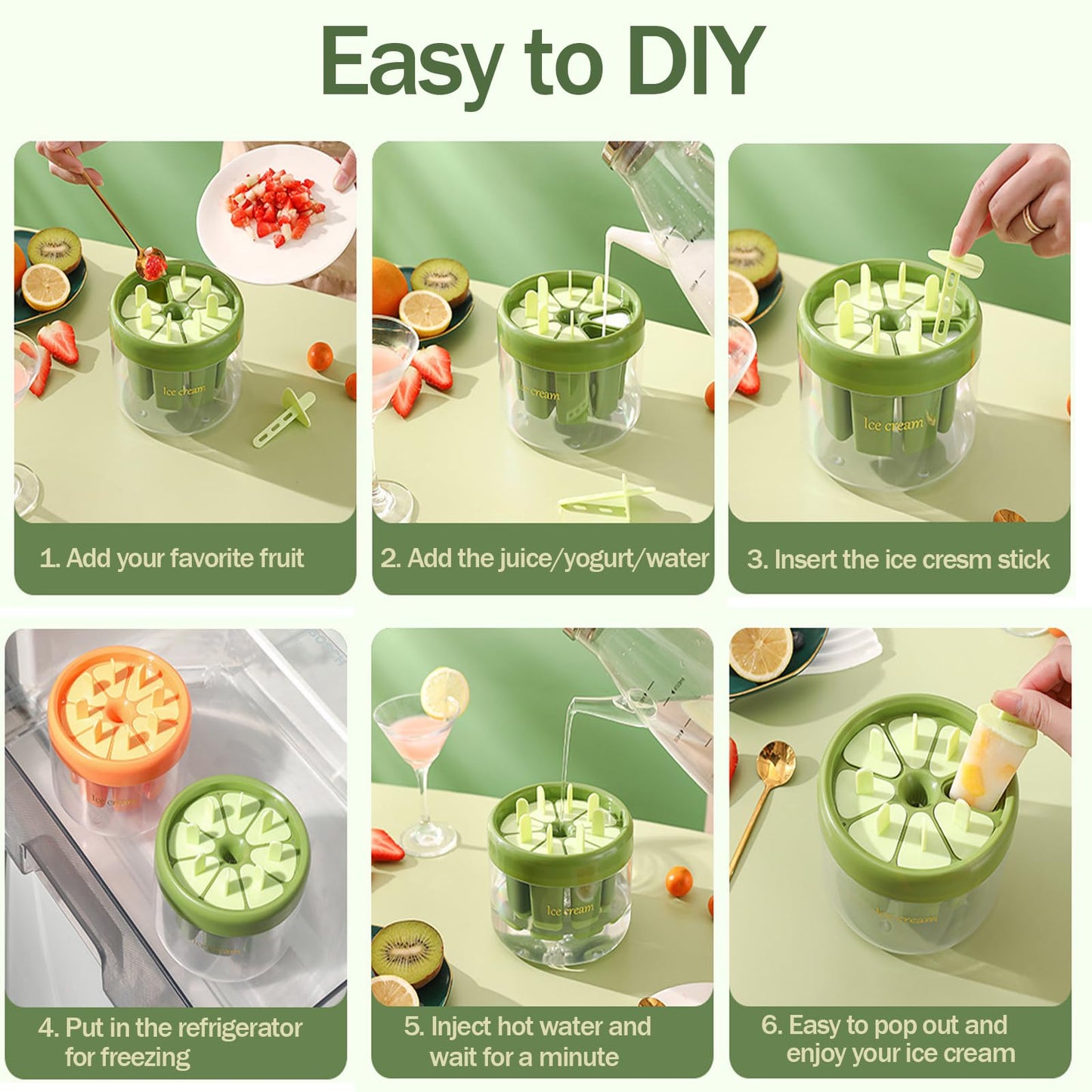 DIY 8 Pieces Ice Pop Molds