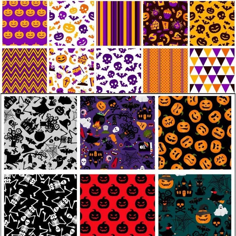 Halloween Patchwork Fabrics - 16Pcs
