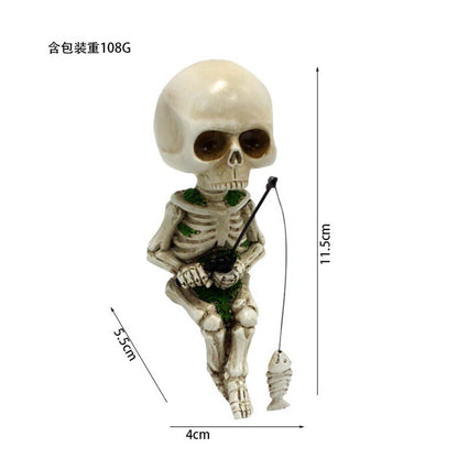 DISTINCTIVE STYLE Fishing Skeleton Statue