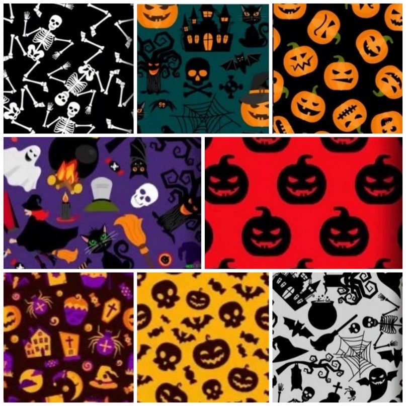 Halloween Patchwork Fabrics - 16Pcs