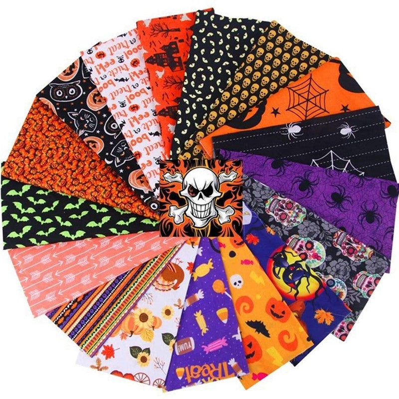 Halloween Patchwork Fabrics - 16Pcs
