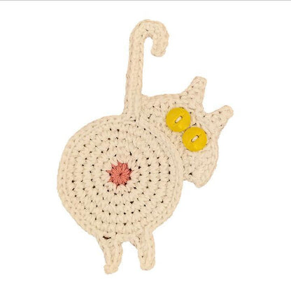 Handmade Cat Knitted Coaster Mat