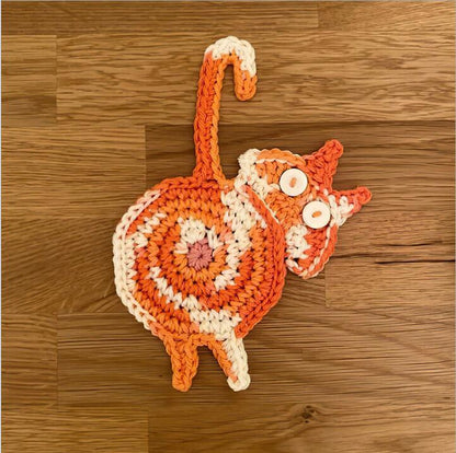 Handmade Cat Knitted Coaster Mat